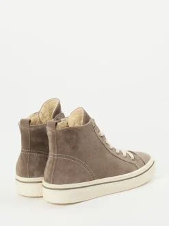 Gabor – Schnürstiefelette aus Veloursleder taupe