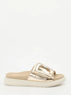 Gabor – Slide-Pantolette aus Metallicleder goldfarben