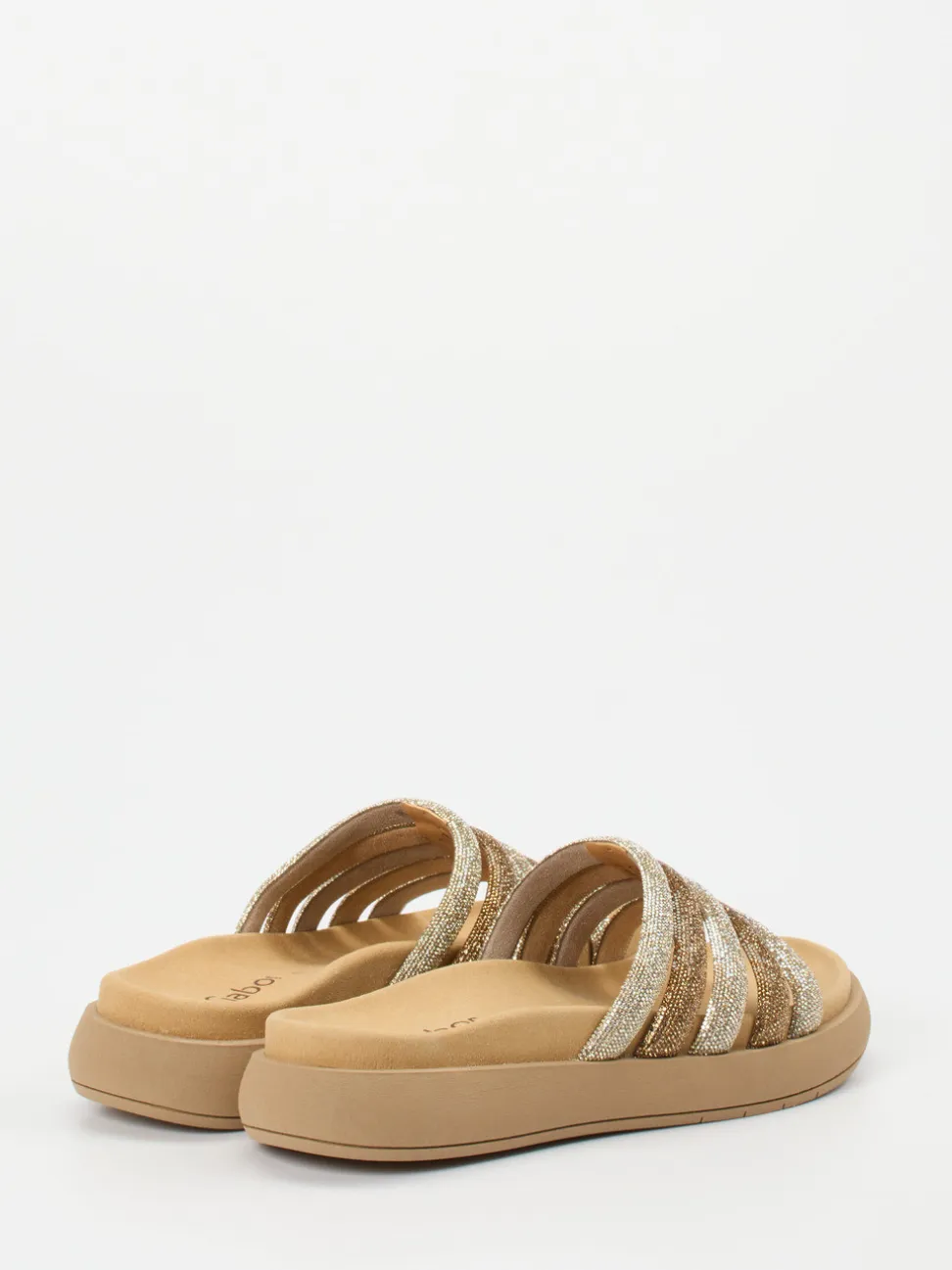 Gabor – Slides aus Metallicleder in Goldbeige