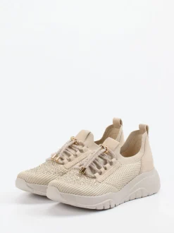 Gabor – Slip-On Sneaker aus Textilstrick in Beige