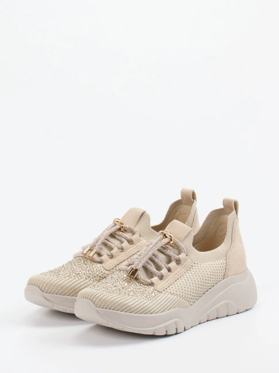 Gabor – Slip-On Sneaker aus Textilstrick in Beige