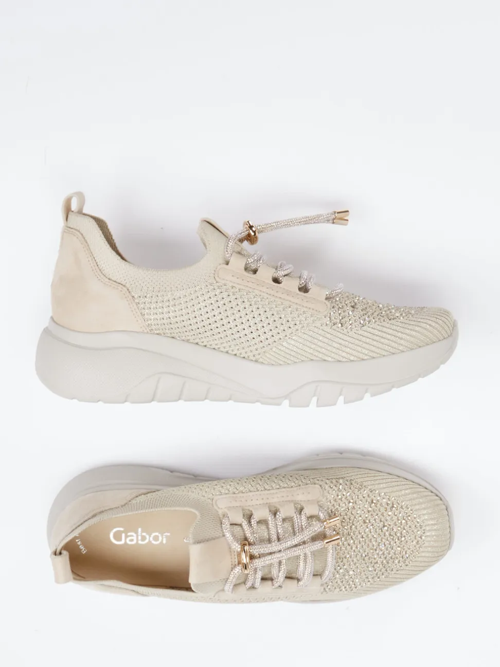 Gabor – Slip-On Sneaker aus Textilstrick in Beige