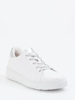 Gabor – Sneaker aus Kalbleder weiß glitzernd