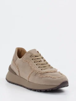 Gabor – Sneaker aus Veloursleder in Beigegrau