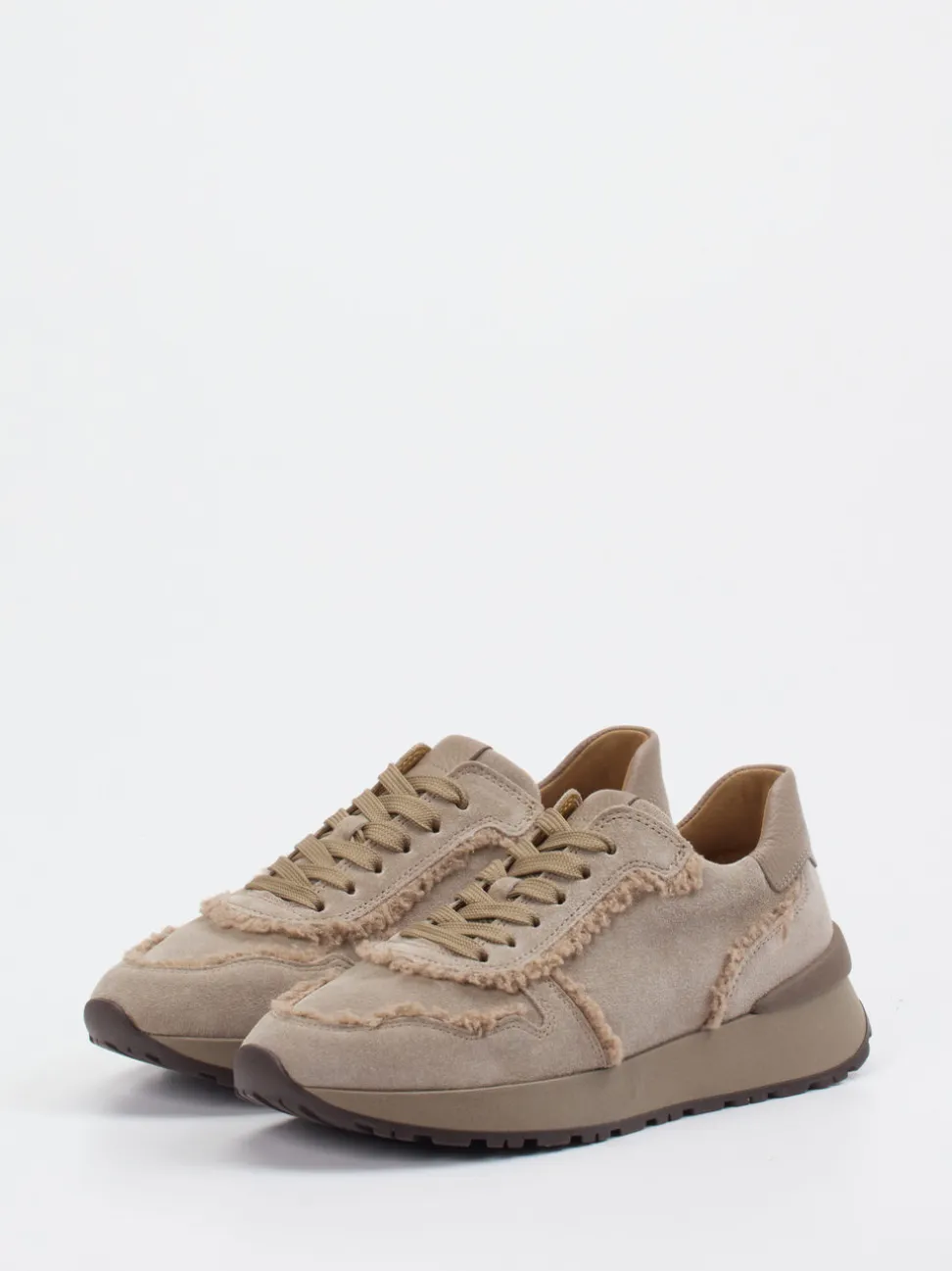 Gabor – Sneaker aus Veloursleder in Beigegrau