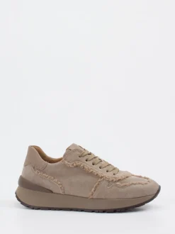 Gabor – Sneaker aus Veloursleder in Beigegrau