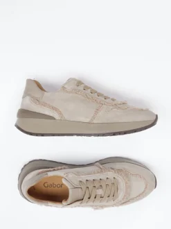 Gabor – Sneaker aus Veloursleder in Beigegrau