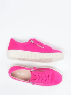 Gabor – Sneaker aus Veloursleder in Fuchsia