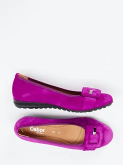 Gabor Comfort – Ballerinas aus Veloursleder pink