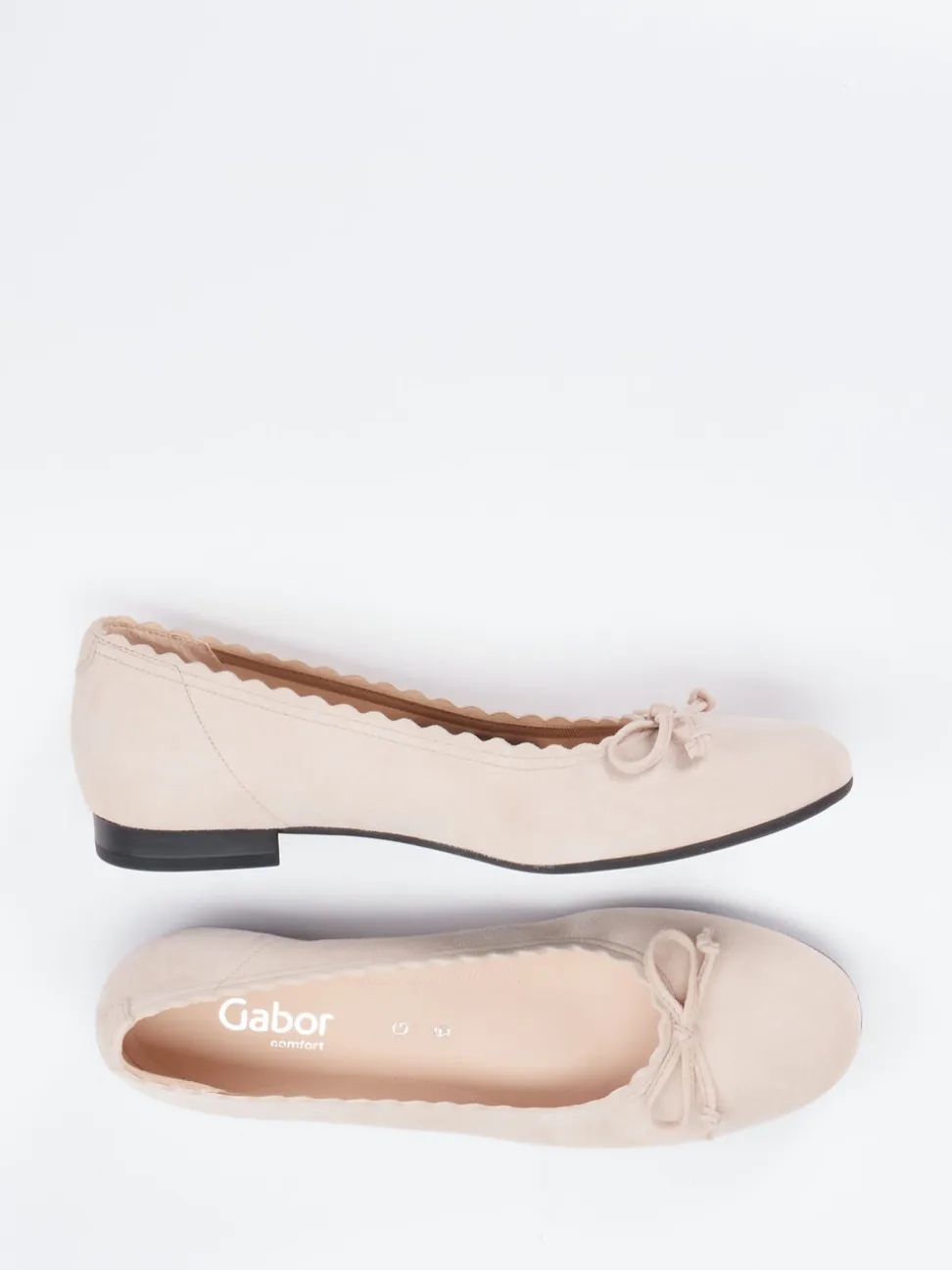 Gabor Comfort – Ballerinas aus Veloursleder Beige