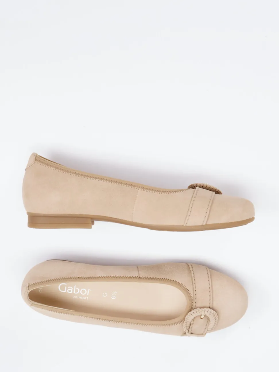 Gabor Comfort – Ballerinas aus Veloursleder beige