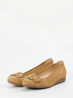 Gabor Comfort – Ballerinas aus Veloursleder hellbraun