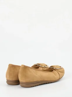 Gabor Comfort – Ballerinas aus Veloursleder hellbraun