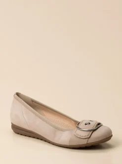 Gabor Comfort – Ballerinas aus Veloursleder beige