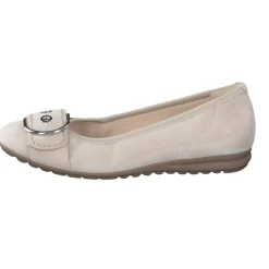 Gabor Comfort – Ballerinas aus Veloursleder beige