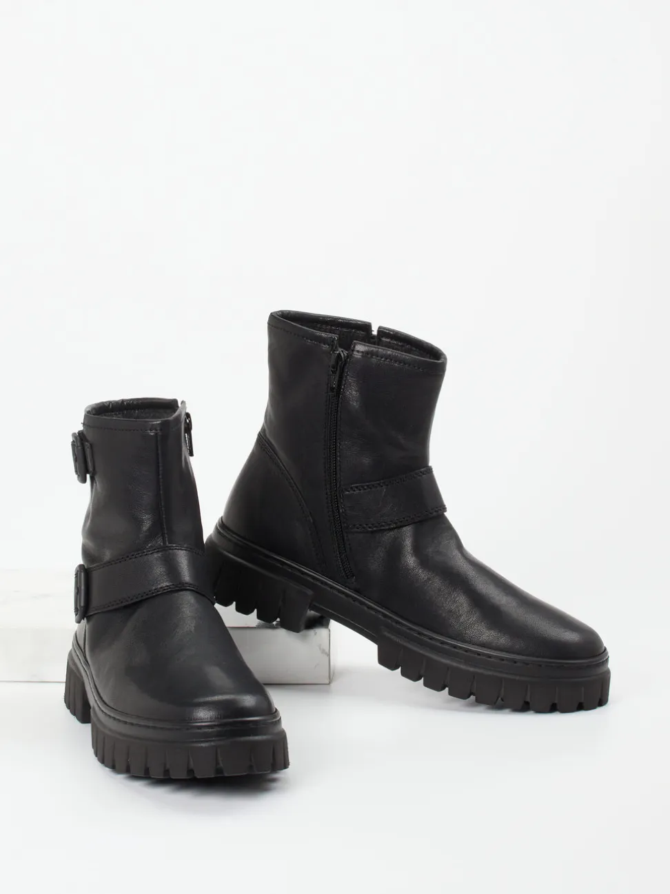 Gabor Comfort – Biker-Stiefelette aus Kalbleder schwarz