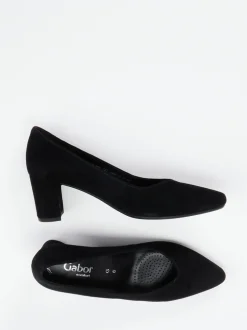 Gabor Comfort – Blockabsatz-Pumps aus Veloursleder schwarz