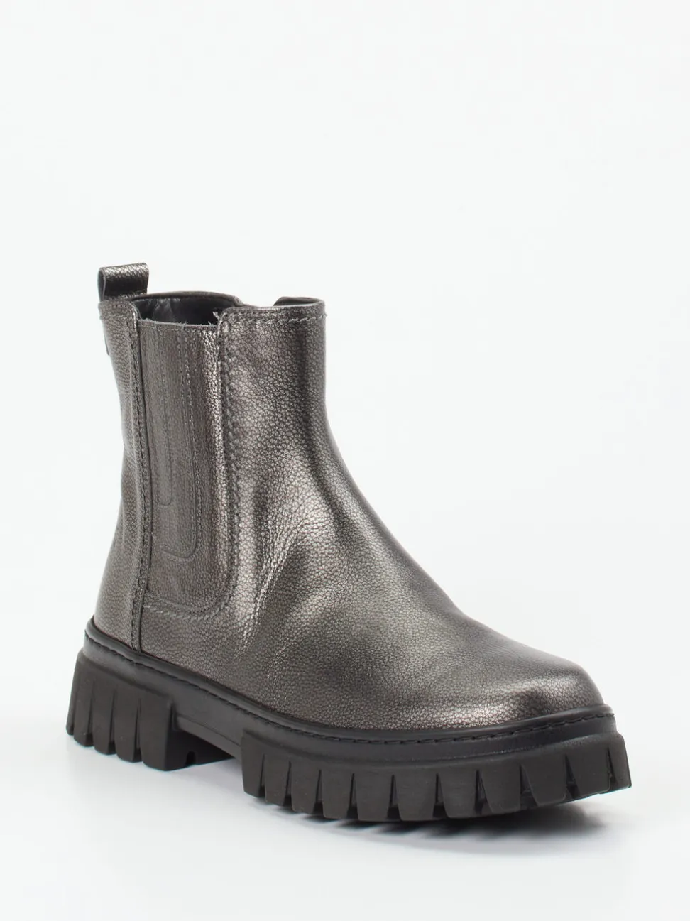 Gabor Comfort – Chelsea Boots aus Metallicleder anthrazit