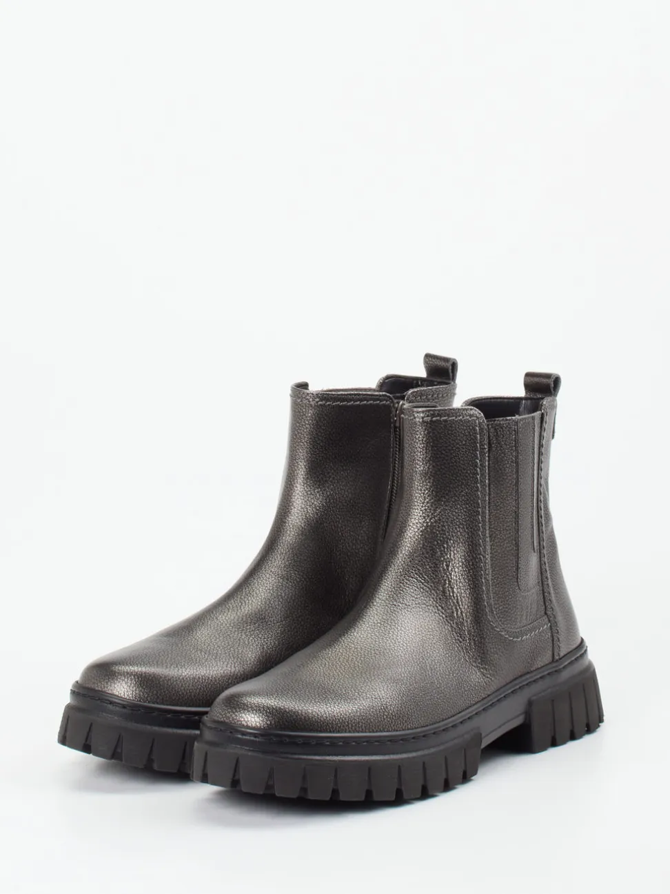 Gabor Comfort – Chelsea Boots aus Metallicleder anthrazit