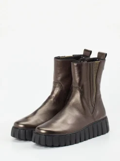 Gabor Comfort – Chelsea Boots aus Metallicleder bronzebraun