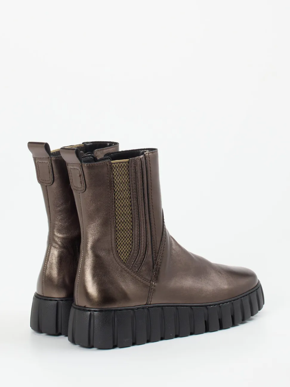 Gabor Comfort – Chelsea Boots aus Metallicleder bronzebraun
