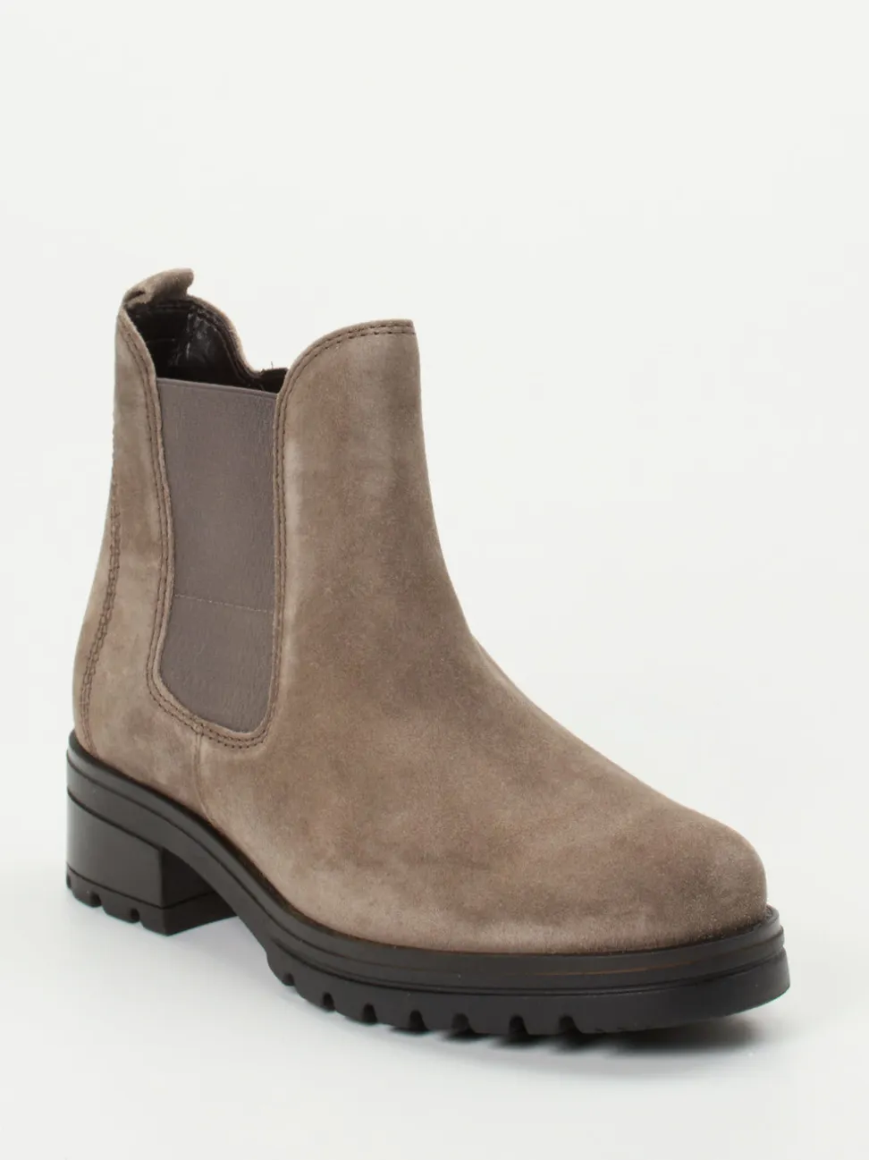Gabor Comfort – Chelsea-Stiefelette aus Veloursleder Taupe