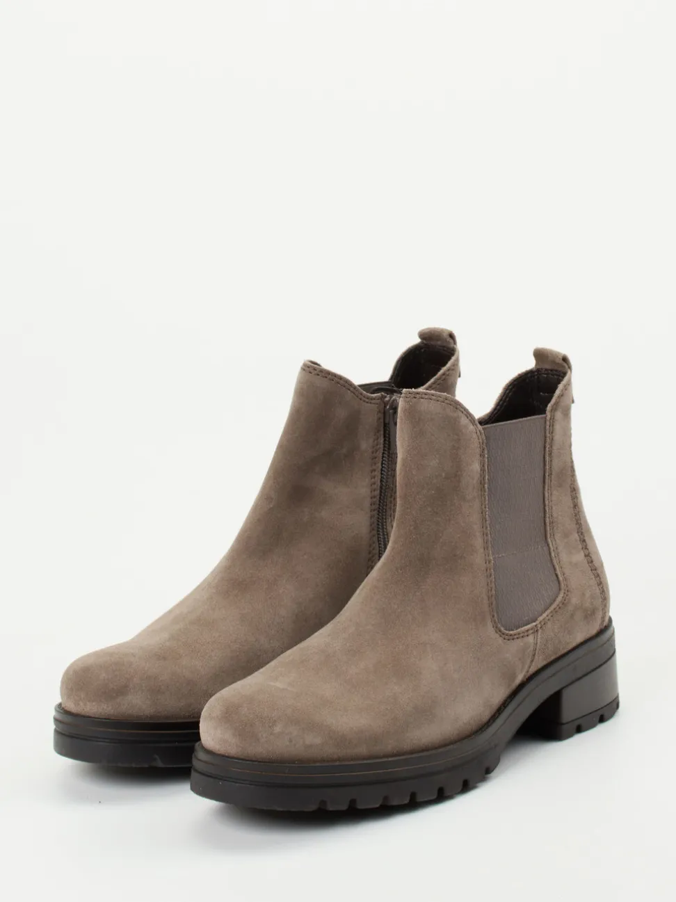 Gabor Comfort – Chelsea-Stiefelette aus Veloursleder Taupe