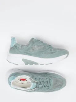 Gabor Comfort – Chunky Sneaker aus Velour/Textil grün