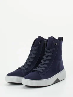Gabor Comfort – High-Top Sneaker aus Veloursleder Dunkelblau