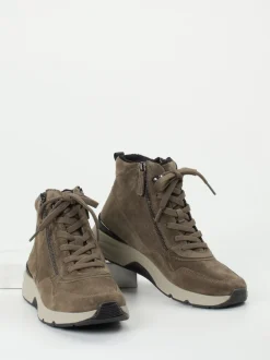 Gabor Comfort – High-Top-Sneaker aus Veloursleder Taupe