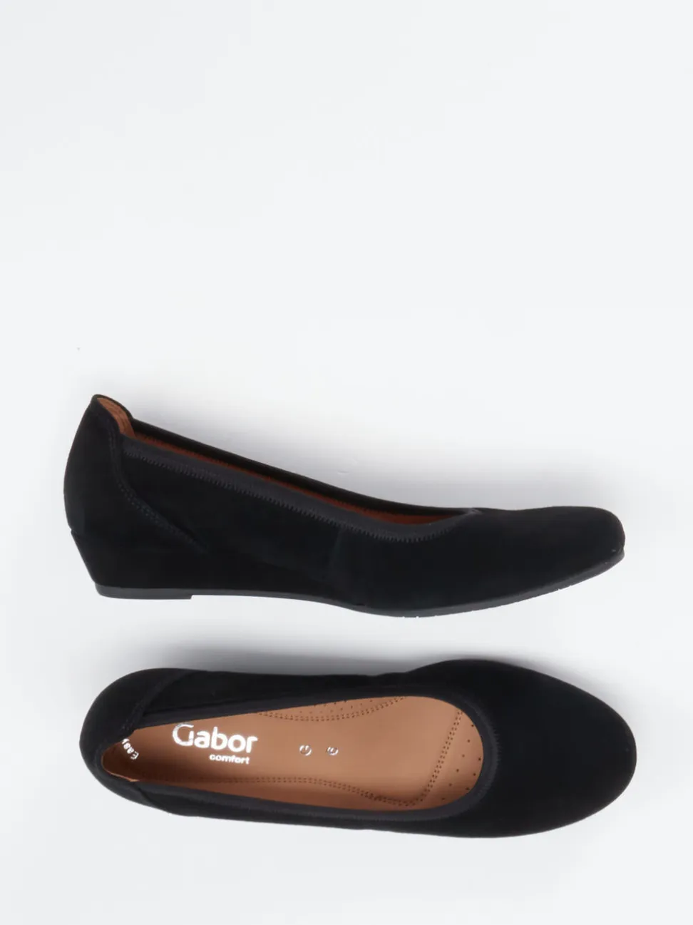 Gabor Comfort – Keilballerinas aus Veloursleder schwarz