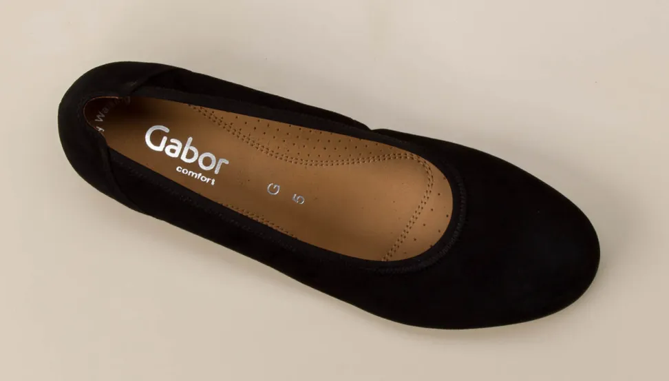 Gabor Comfort – Keilballerinas aus Veloursleder schwarz