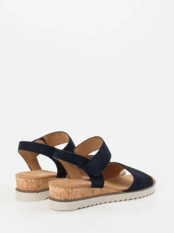 Gabor Comfort – Keilsandaletten aus Veloursleder blau