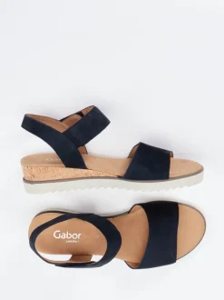 Gabor Comfort – Keilsandaletten aus Veloursleder blau