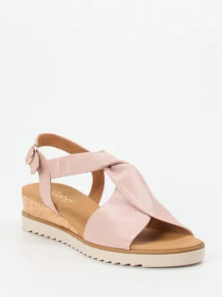 Gabor Comfort – Keilsandaletten aus Metallicleder altrosa