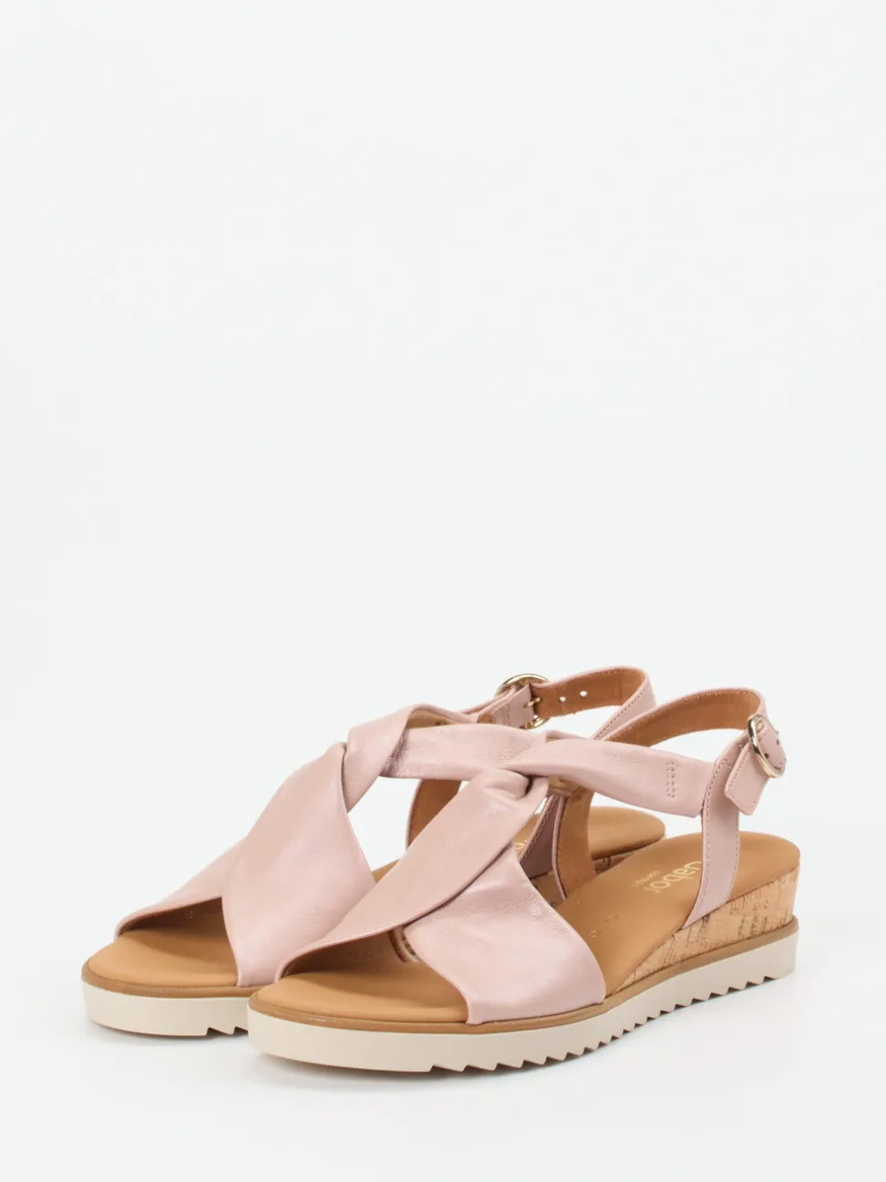Gabor Comfort – Keilsandaletten aus Metallicleder altrosa