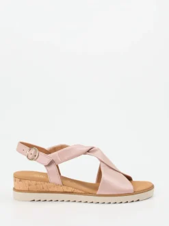 Gabor Comfort – Keilsandaletten aus Metallicleder altrosa