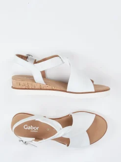 Gabor Comfort – Keilsandalette aus Kalbleder weiß