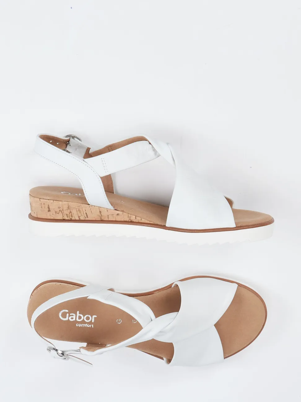 Gabor Comfort – Keilsandalette aus Kalbleder weiß