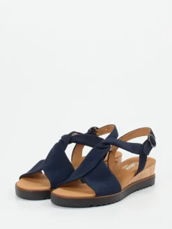 Gabor Comfort – Keilsandalette aus Nubukleder Dunkelblau