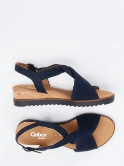 Gabor Comfort – Keilsandalette aus Nubukleder Dunkelblau