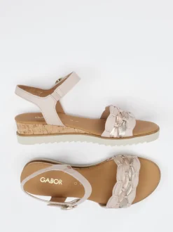 Gabor Comfort – Keilsandalette aus Kalbleder rosé
