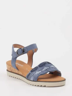 Gabor Comfort – Keilsandaletten aus Veloursleder blau