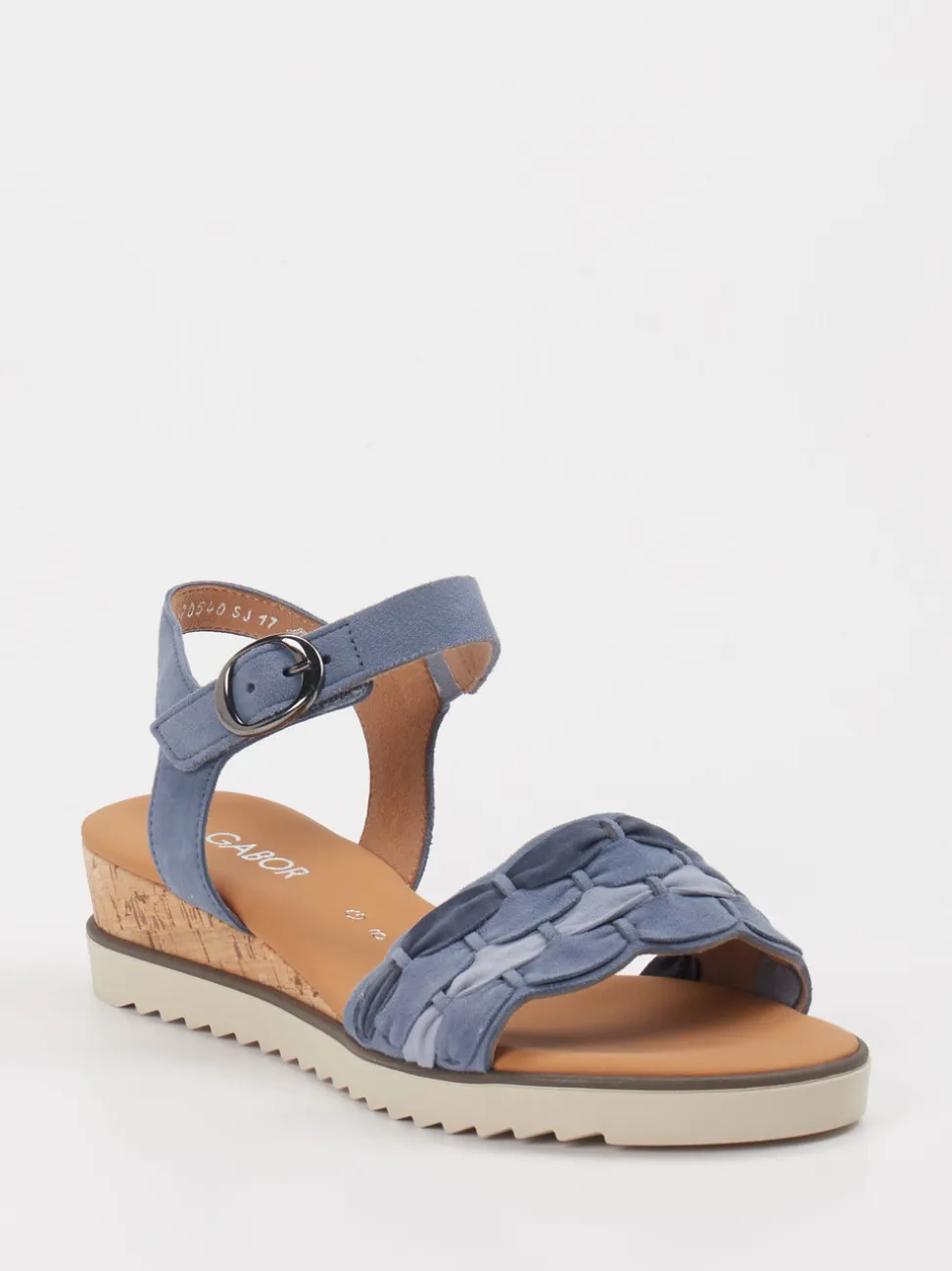Gabor Comfort – Keilsandaletten aus Veloursleder blau