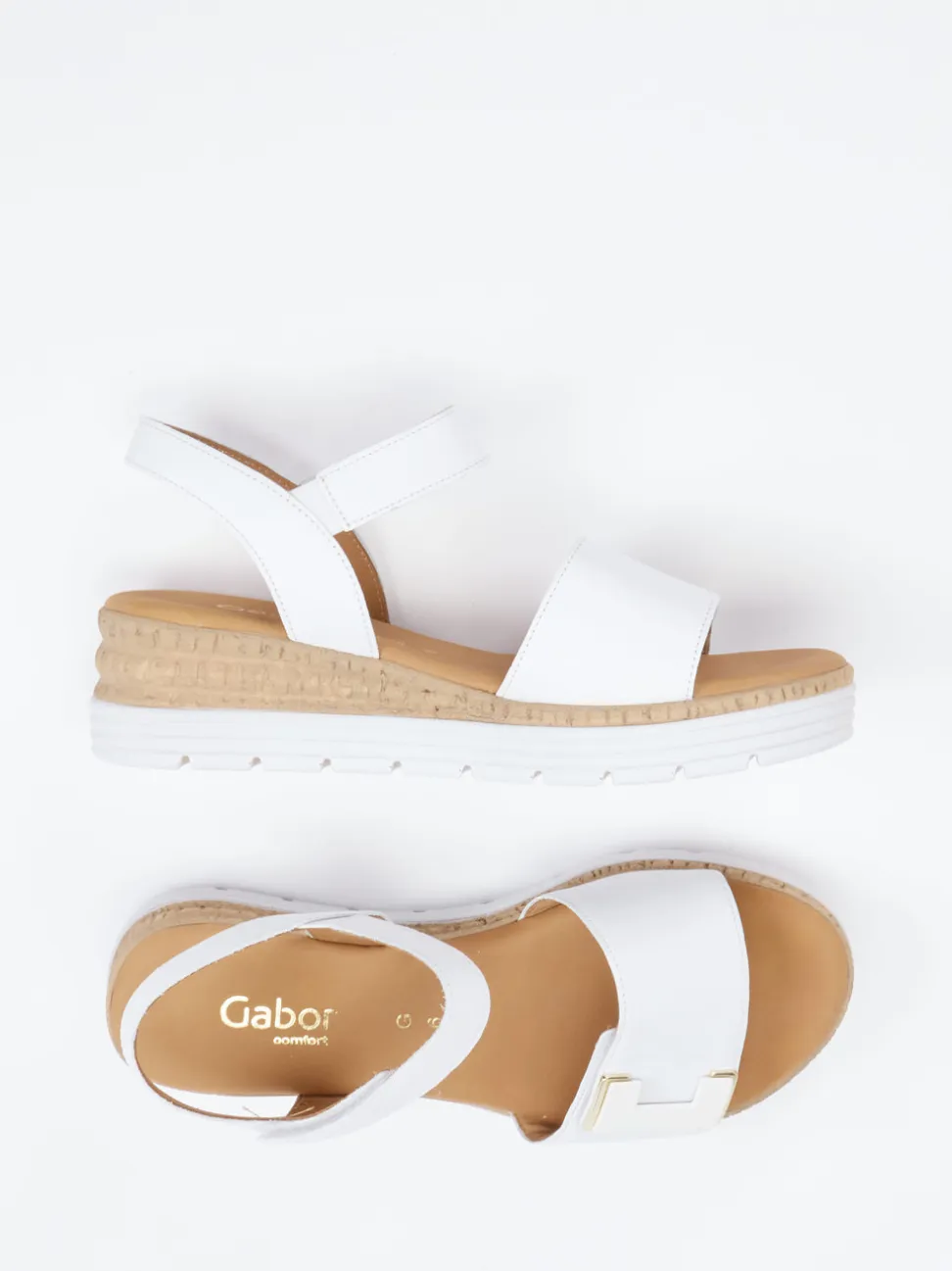 Gabor Comfort – Keilsandaletten aus Kalbleder weiß