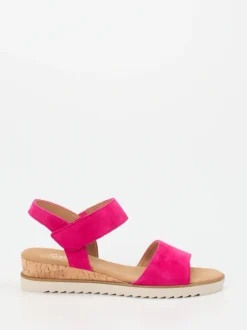 Gabor Comfort – Keilsandalette aus Veloursleder pink