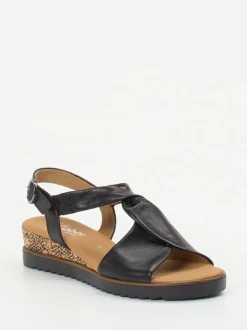 Gabor Comfort – Keilsandalette aus Kalbleder Schwarz