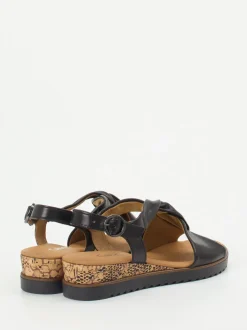 Gabor Comfort – Keilsandalette aus Kalbleder Schwarz