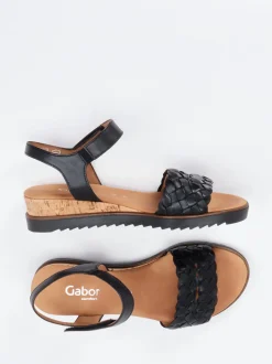 Gabor Comfort – Keilsandalette aus Kalbleder Schwarz