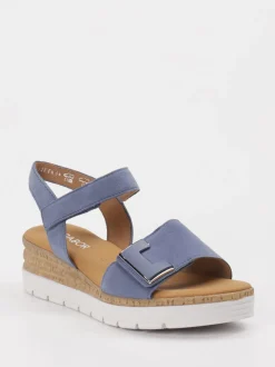 Gabor Comfort – Keilsandaletten aus Veloursleder jeansblau